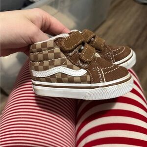 Vans Brown Checkered Kids Sneakers